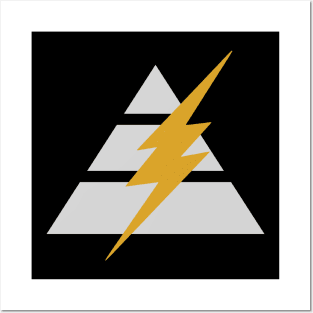 Lightning Bolt Triangle Pyramid - Light Gray Posters and Art